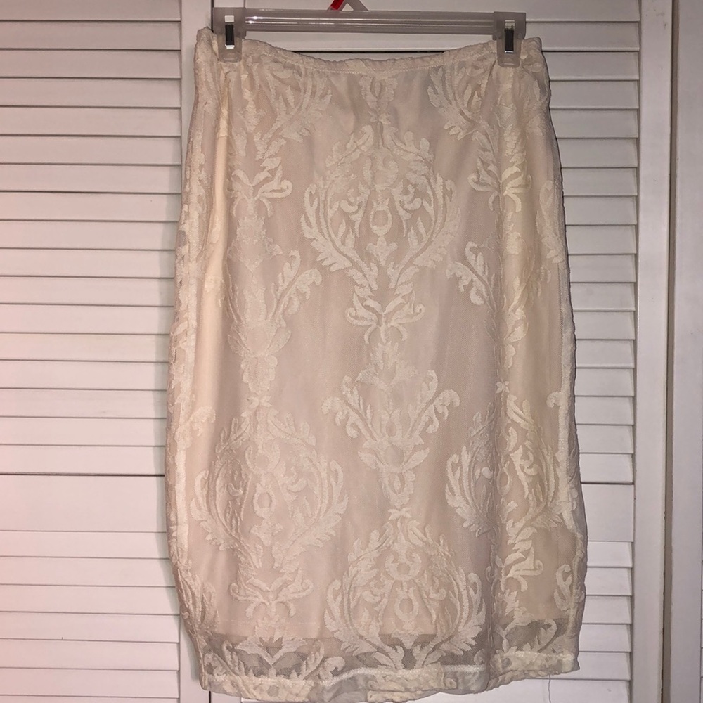 Cream Midi Pencil Skirt